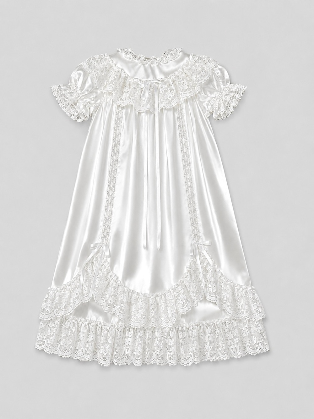 Vintage 2 piece Infant Lace Gown White Christening Baptism Baby Dress Heirloom